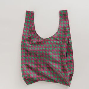 Magenta Green Baby Baggu Grocery Tote Half Square Triangle Geometric Pink Neon